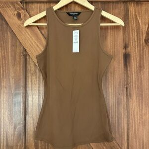 NWT WHBM Forme Tan/Brown Ribbed Tank Top Small